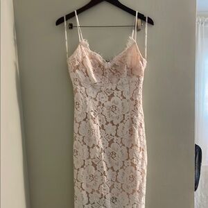 Lulu's Lace Midi Dress in Cream